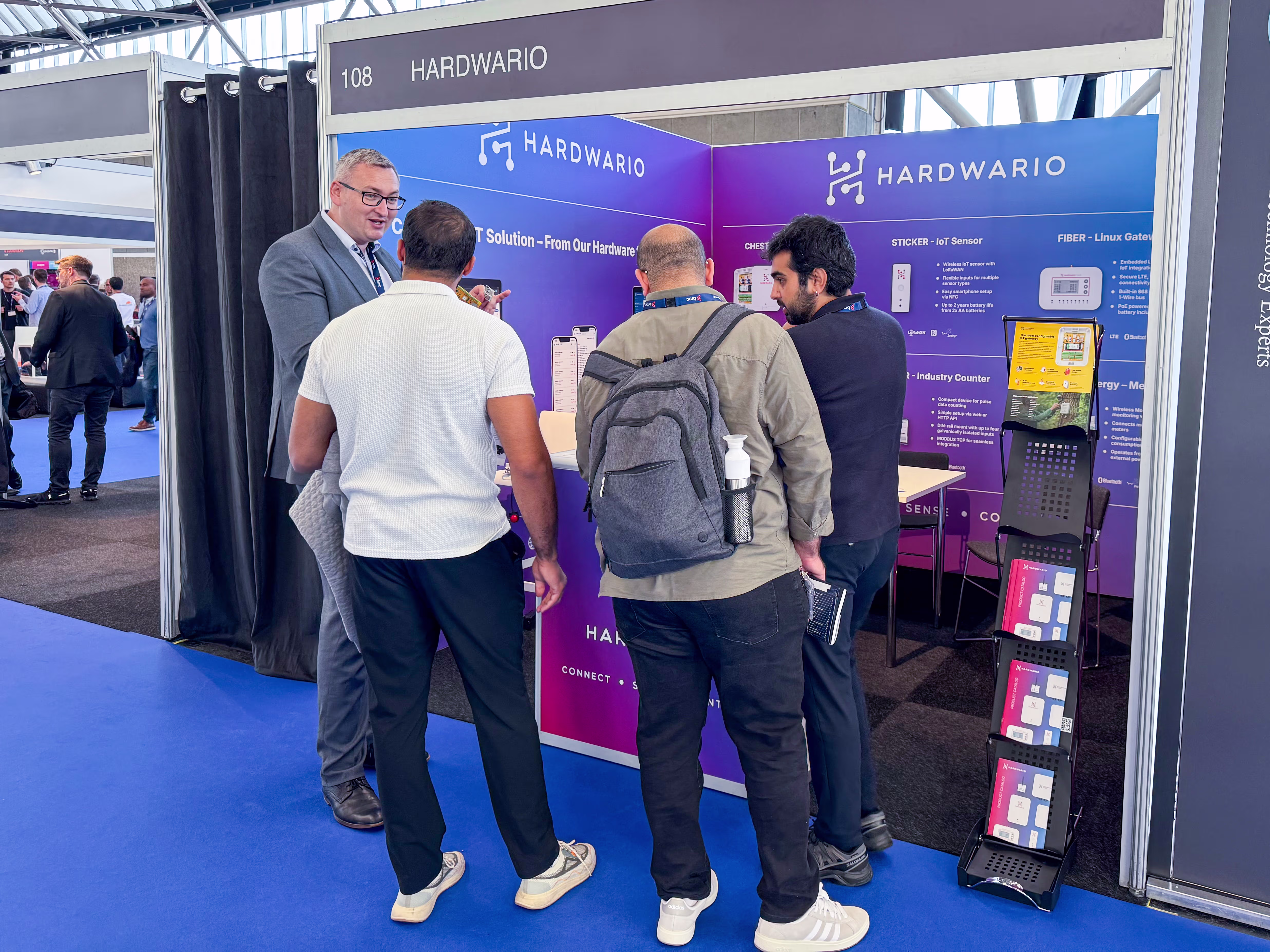 HARDWARIO team presenting hardware at the IoT Tech Expo Amsterdam booth