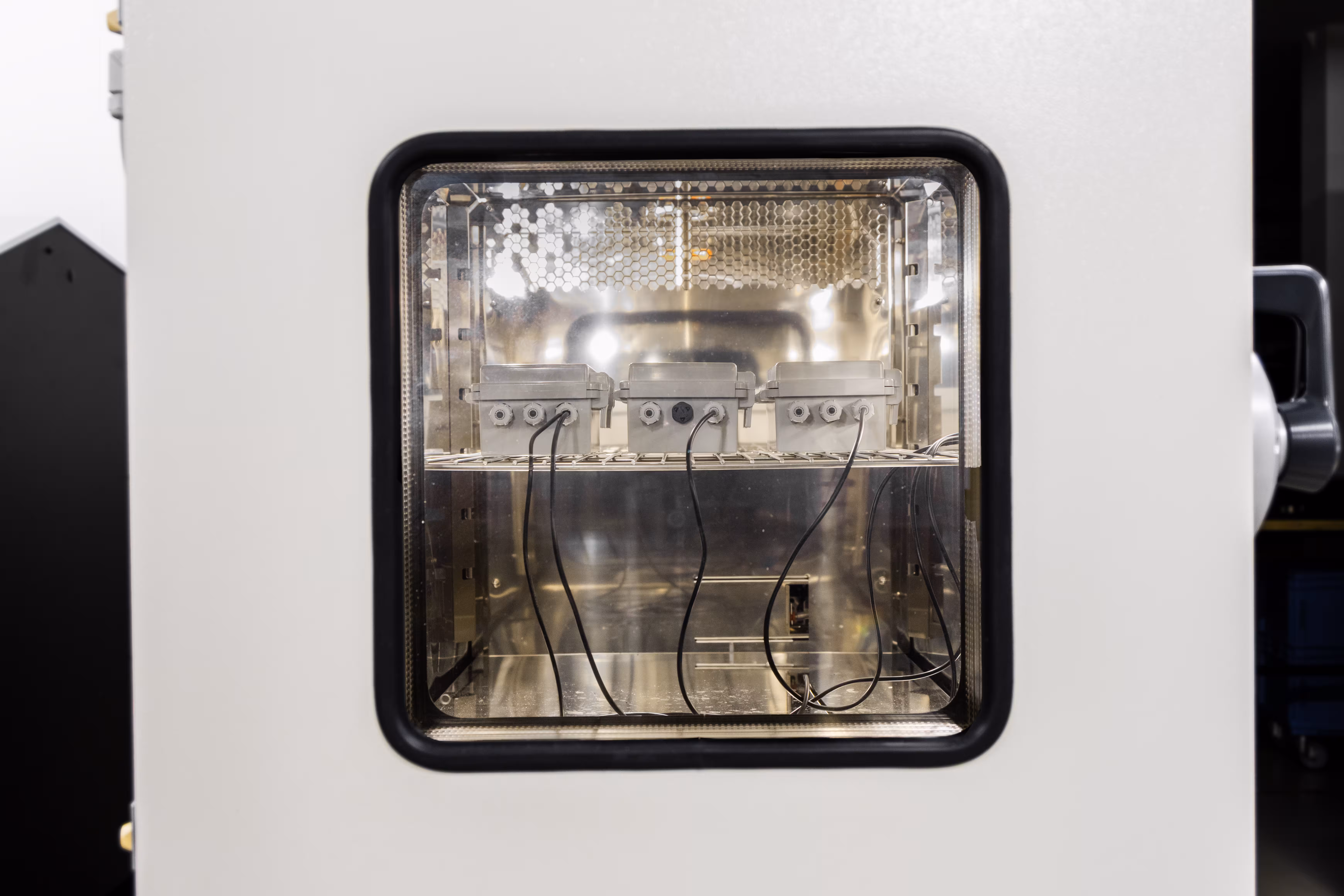 Device undergoing extended climate chamber testing